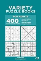 Variety Puzzle Books for Adults - 400 Hard to Master Puzzles 9X9