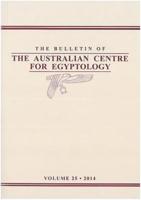 Bulletin of the Australian Centre for Egyptology BACE 25 (2014)