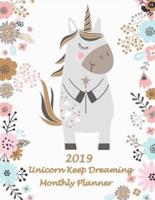 2019 Unicorn Keep Dreaming Monthly Planner