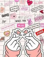 KPOP Love Saranghae TWO Finger Heart Sign Big Notebook for KNETZ and Fans