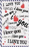 I Love You. Airmail Stationary Envelope 5 X 8 Writer's Utility Notebook