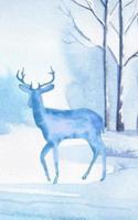 Winterscape Deer Watercolor 5 X 8 Writer's Utility Notebook