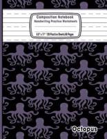Composition Notebook Handwriting Practice Worksheets 8.5X11 120 Sheets/60 Octopus