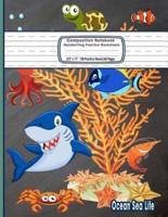 Composition Notebook Handwriting Practice Worksheets 8.5X11 120 Sheets/60 Ocean Sea Life