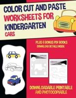 Color Cut and Paste Worksheets for Kindergarten (Cars)