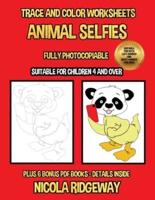 Trace and Color Worksheets (Animal Selfies)