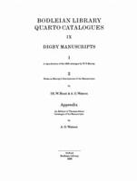 Bodleian Library Quarto Catalogues. 9 Digby Manuscripts