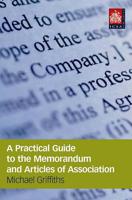 A Practical Guide to the Memorandum and Articles of Association
