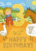 Farm (Age 3) - Happy Birthday Card-Book