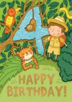 Jungle (Age 4) - Happy Birthday Card-Book