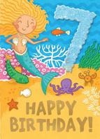Mermaid (Age 7) - Happy Birthday Card-Book