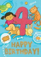 Pets (Age 4) - Happy Birthday Card-Book