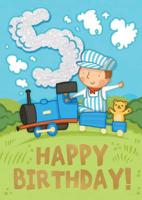 Trains (Age 5) - Happy Birthday Card-Book