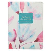 Heartfelt Journal Embrace the Journey Pink Petals, W/Ribbon 240 Lined Pages, Handy-Sized Flexcover Faux Leather, 7.2 X 5.4