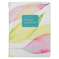 Heartfelt Journal Courage Dear Heart Citrus Leaves, W/Ribbon 240 Lined Pages, Handy-Sized Flexcover Faux Leather, 7.2 X 5.4