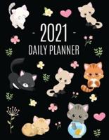 Cats Daily Planner 2021: Make 2021 a Meowy Year!   Cute Kitten Weekly Organizer with Monthly Spread: January - December   For School, Work, Office, Goals, Meetings & Appointments   Pretty Large 12 Months Funny Feline Agenda Scheduler for Women & Girls