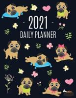 Pug Planner 2021: Funny Tiny Dog Monthly Agenda   For All Your Weekly Meetings, Appointments, Office & School Work   January - December Calendar   Cute Canine Puppy Pet Organizer for Women & Girls   Large Scheduler with Flowers & Pretty Pink Hearts