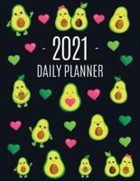 Avocado Daily Planner 2021: Funny & Healthy Fruit Monthly Agenda   For All Your Weekly Meetings, Appointments, Office & School Work   January - December Calendar   Cute Green Berry Year Organizer for Women & Girls   Large Scheduler with Pretty Pink Hearts