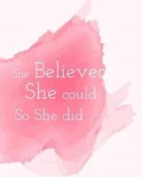 She Believed She Could So She Did, Inspiration Quote Bullet Journal Red Pink Water Color Dot Grid Journal Notebook