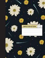 Daisy Notebook in Gray Background - Wild Ruled Papaer