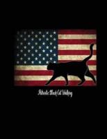 Patriotic Black Cat Walking - Composition Notebook - 7.44 X 9.69 in Wide Ruled