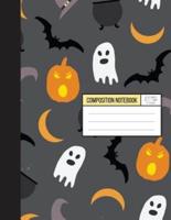 Halloween Pumpkin Ghosts And Batman Trick Or Treat Wide Ruled Inside Notebook