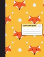 Wide Ruled Composition Notebook - Baby Fox in Orange Background