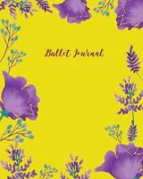 Bullet Journal 150 Pages Watercolor Dotted Grid Paper, 8X10 Large Notebook With Cover Yellow Purple Vintage Flower