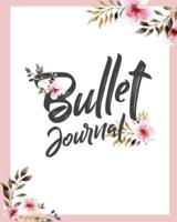 Bullet Journal 150 Pages Dotted Grid Paper, 8X10 Large Notebook With Cover Light Pink White Watercolor Flower Ornament