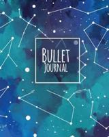 Bullet Journal 150 Pages Dotted Grid Paper, 8X10 Large Notebook With Cover Darkness Teal Blue Constellation Patterned