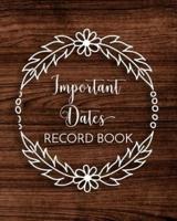 Important Dates Record Book