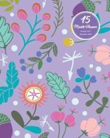 15 Months Planner October 2017 - December 2018, Monthly Calendar With Daily Planners, Passion/Goal Setting Organizer, 8X10,"Purple Doodles Flower Blooming