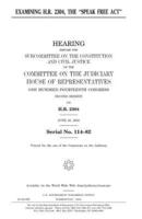 Examining H.R. 2304, the Speak Free ACT