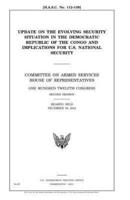 Update on the Evolving Security Situation in the Democratic Republic of the Congo and Implications for U.S. National Security