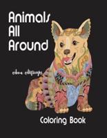 Animals All Around Coloring Book