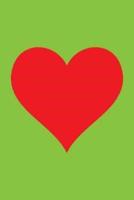 100 Page Blank Notebook - Red Heart on Lawn Green