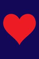 100 Page Blank Notebook - Red Heart on Navy Blue