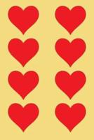 100 Page Unlined Notebook - Red Hearts on Banana