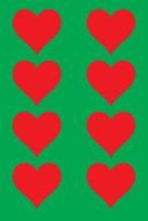 100 Page Unlined Notebook - Red Hearts on Lime