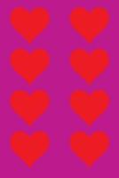 100 Page Unlined Notebook - Red Hearts on Mauve