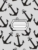 Marine Anchor Pattern Design, Composition Notebook, Wide Ruled Paper