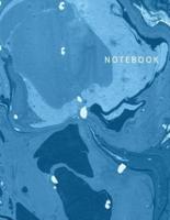 Notebook: Blank Unlined Notebook, Blue Marble Ink Cover, Large Sketch Book 8.5 x 11