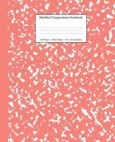 Marbled Composition Notebook: Coral Pink Marble Wide Ruled Paper Subject Book