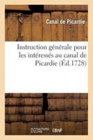 Instruction générale pour les intérressés au canal de Picardie