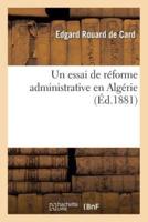 Un essai de réforme administrative en Algérie