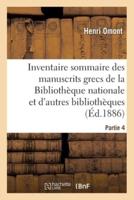 Inventaire sommaire des manuscrits grecs de la Bibliothèque nationale