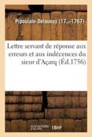 Réponse aux erreurs et indécences du sieur d'Açarq, insérées dans l'Année littéraire de M. Fréron