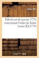 Édit Du Roi De Janvier 1779, Concernant l'Ordre De Saint-Louis