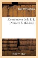 Constitutions De La R. L. Numéro 87