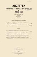 Archives d'Histoire Litteraire Et Doctrinale Du Moyen Age LXXXIV - 2017